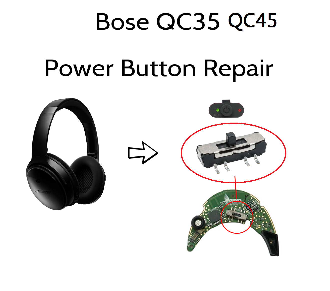 Bose Headphone Qc45 - Repalcement Power Button and Slider For